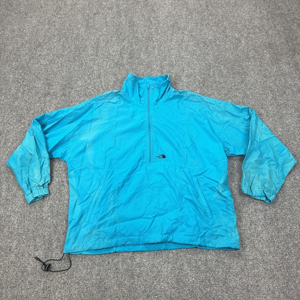 The North Face Pullover Mens Large Blue Half Zip Windbreaker Jacket Nylon Hiking